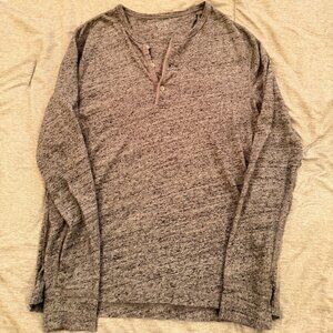 J.Crew Henley Heather Gray Sweater Button Down Slim Fit Long Sleeves Sz Small